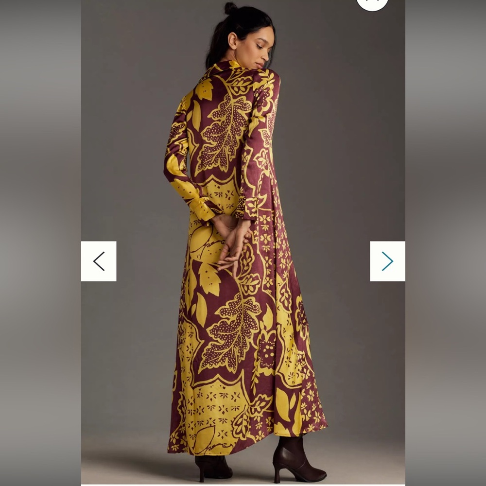 NWT Anthropologie Corey Lynn Carter Long Sleeve Printed Shirt Maxi Dress S $198 - Picture 3 of 10